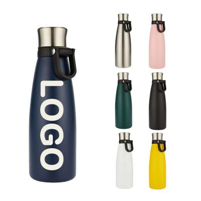 China Sustainable 18 Oz Thermos Portable Double Wall Stainless Steel Water Bottles Insulated Water Bottles with Strap Metal Water Flask for sale