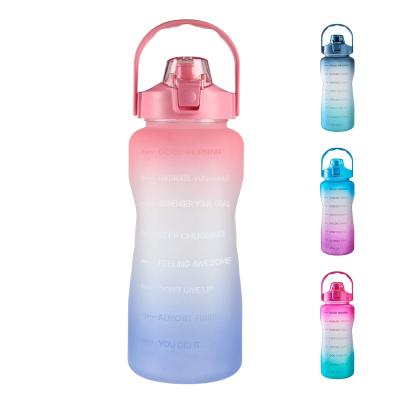 China Sustainable Drinking Water Bottle Jug Motivational Water Bottles with Time Marker Reminder Plastic Water Tracker Bottles for sale