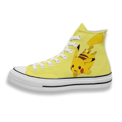 China Cushioning Custom Breathable Canvas Shoes Youth Cartoon Men And Women Yellow High Top Sports Canvas Shoes for sale