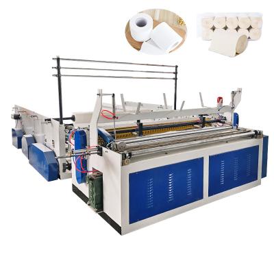 China Hotels semi automatic toilet paper roll making machine toilet tissue paper roll 1880 roll making and rewinder machine for sale