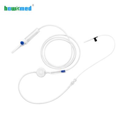 中国 Professional Hawkmed Maker Medical Grade Polyvinyl Chloride (PVC) Precision Non-Toxic Sterile Filter Gravity Disposable Iv Infusion Set With Burette 販売のため