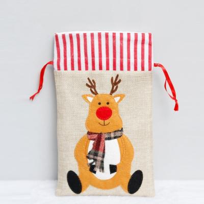 China Christmas Day Decoratiom Christmas Holiday Embroidered Canvas Handbag, Children's Gift Candy Storage Bag for sale