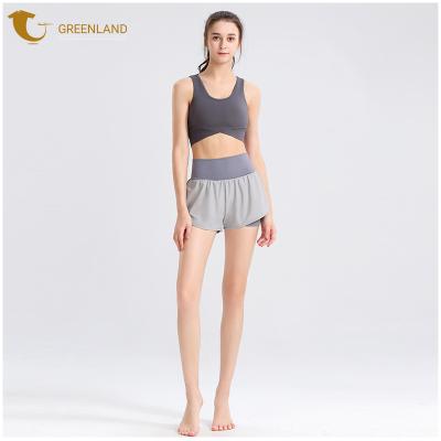 China 2022 Customs New Arrival Solid Color Logo Nudity Breathable Yoga Pants High Waist Hip Lift Up Tight Elastic Training Sports Shorts Gym Women for sale