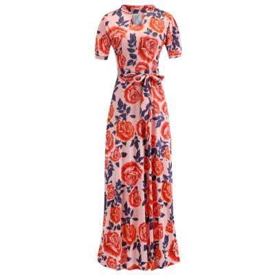 China Anti-wrinkle customized 2021 summer fashion style big sexy swing skirt printed dress for women for sale