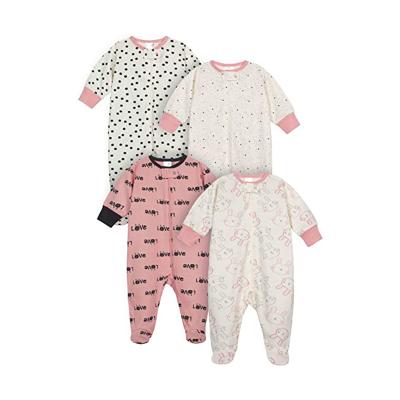 China Different Colors Short Baby Sleeeves 4-Pack Sleep Set Wearing 100% Cotton Overalls For Girls for sale