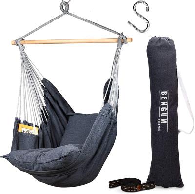 China Customized Single Folding Swing Chair Hammock Outdoor Camping Hanging Indoor Kids Play Cotton Hammock Chair for sale