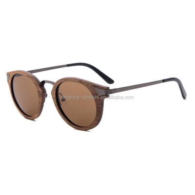 China Fashion Sunglasses Polarized Wooden Sunglasses Metal Temple Wood Glass for sale