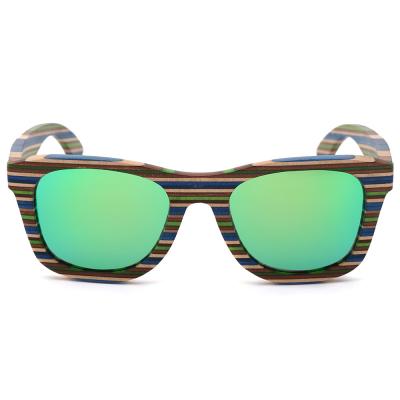 China Wooden sunglasses shape sunglasses 2018 blue layers wooden sunglasses polarized unisex bamboo sunglasses for sale