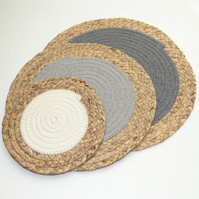 China Sustainable Woven Rope Cotton Place Mat Coasters Around Kitchen Table Accessories Knitting Cotton Rope Place Mats for sale