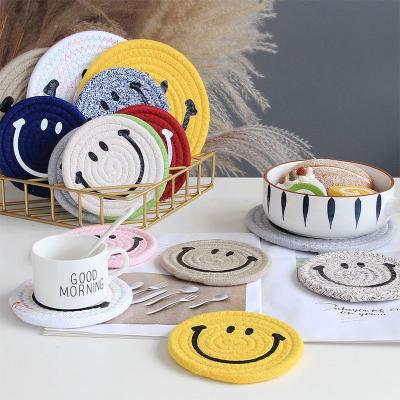 China Cotton Place Mat Potty Mat Coaster Cup Table Dish Sustainable Non-slip Heat Resistant Round Mat for sale