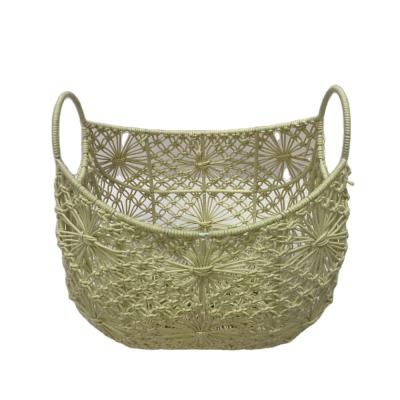 China Viable On Sale Wholesale Handmade - Woven Cotton Rope Iron Frame Rope Baskets With Handles for sale