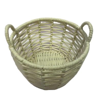 China Best Viable The Rope Woven Cotton Iron Frame Storage Basket With Handle for sale