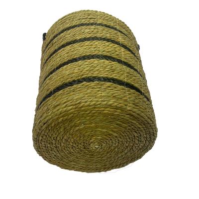 China Wholesale Straw Basket Woven Seagrass Natural European Rattan Belly Style Storage Viable Customized Handmade Basket With Handles for sale