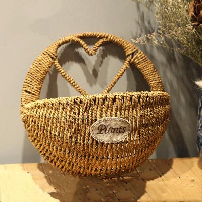 China Natural Plant Plankton Grass Braids Flower Pot Handwork Woven Basket High Quality Handmade Viable Storage Basket for sale