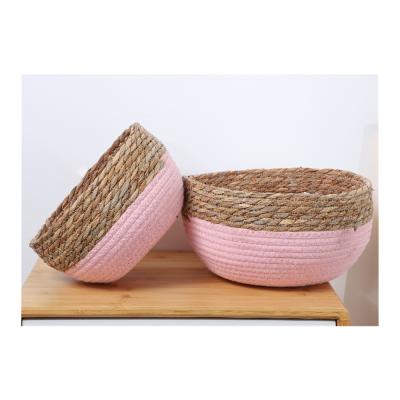 China Viable Straw Basket Flower Pot Decoration Bulking Storage Basket for sale