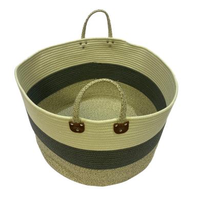 China Custom Wholesale Cotton Rope Basket Cotton Rope Basket Tidy Up/Storage Large With Handle for sale