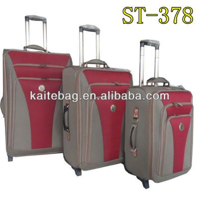 China EVA 600D fabric double color baigou factory two wheeled trolley 3 pcs set aluminum case luggage for sale