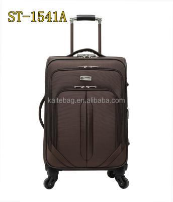 China EVA Nylon Material Coffee Color Push Button Trolley Spinner Wheels Luggage Case for sale