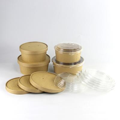 China Various Sizes Disposable Paper Lids And Bowls And Kraft Salad Lids for sale