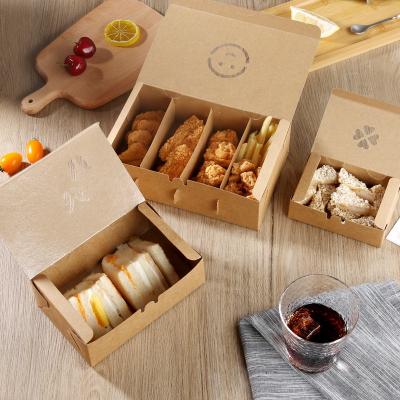 China Disposable Biodegradable Paper 3 Compartment Container Food Wrapping Paper Wok Takeout Box for sale