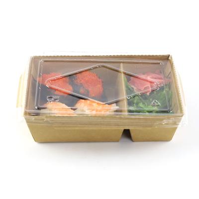 China 2021 Size Customized Disposable Kraft Sushi Box Disposable Compostable Takeout Paper Package for sale