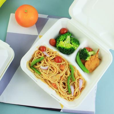 China 100% Compostable Lunch Disposable Biodegradable Food Bagasse Sugarcane Box Takeout Container With Lid for sale