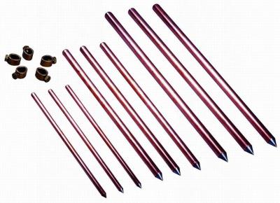 China Pole Line Hardware copper bonded earthing rods , 0.254mm lightning grounding rod Copper Coating for sale