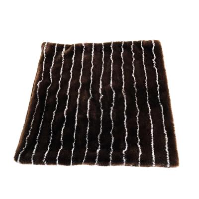 China New Design Anti-static High Quality Comfort Luxury Fuzzy Cozy Ruched Stripe Jacquard Throw Rabbit Fur Blanket for sale