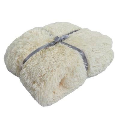 China Home Textiles Solid Color Anti Static Long Pile Skin Friendly Fine Hairy Fluffy Soft PV Fur Blanket for sale