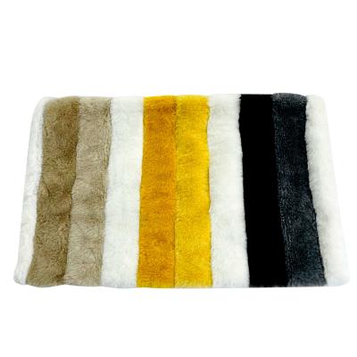 China Anti-Static Home Living Room Super Skin Friendly Comfortable Winter Stripe Jacquard Rabbit Fur Blanket for sale