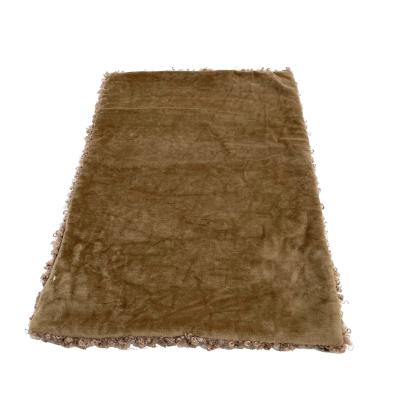 China Stain Resistant Rectangle Solid Color Soft Hand Anti-pilling Feel Small Teddy Fur Blanket And Curly Throw With Mink Backing for sale