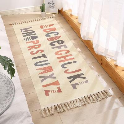 China Washable Easy Wash Nordic Simple Cotton And Floor Linen Geometric Rug for sale