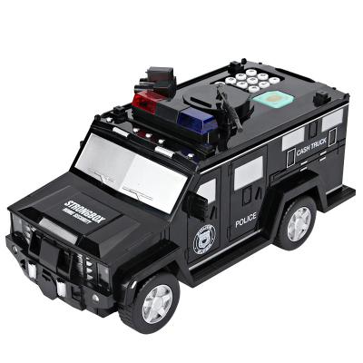 China Piggy Bank Toy Money Box With Light Hot Sale Electric Cash Truck Police Money Truck And Music for sale