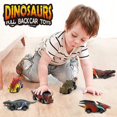 China Pull Back Car 2021 Hot Amazon Sale Dinosaur Transport Carrier Vehicles Toy Set DinosaurPull Car For Kids for sale