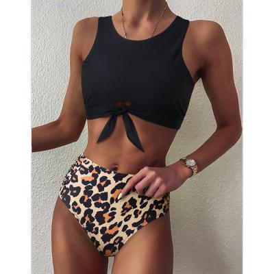 China 2021 Women's Leopard Waist Neck Bikini Top Breathable Floral Print Swimsuit Push Up Swimwear Snake Swimwear for sale