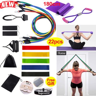 China Resistance Band Exercise 22 Pcs Resistance Set For Gym Elastic Workout Pull Rope Sports Exercise Bands Portable Fitness Equipment for sale