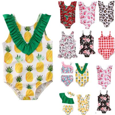 China Summer Breathable Swimsuit For Toddler Babies Bikini Berry Print Ruffles Swimwear Swimwear Bathing Suit for sale