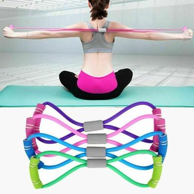 China 8 Word Chest Promoter Newest Arrival 8 Shape Gathering Strap Rope Latex Rubber Arm Resistance Fitness Exercise Pilates Yoga Gym for sale