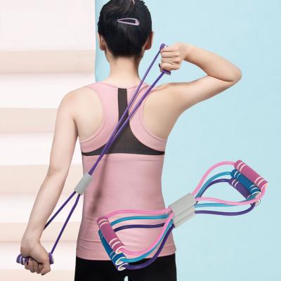 China 8 Type Resistance Chest Fitness Yoga Pull Rope Tube Muscle Training Equipment Stretch Word Chest Promoter 8 Word Rubber Elastic Band for sale