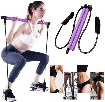 China Portable Home Fitness Gym Body Workout Rope Yoga Rods Yoga Self Cultivation Pilates Bar Stick Resistance Bands Trainer Pull for sale