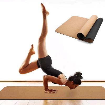 China Dresser for 183X68cm Clean Fitness Natural Cork Non-slip Absorption Sweat Band Pilates Gym Exercise Yoga Mat Odorless 5mm for sale