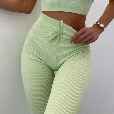 China Breathable Yoga Pants For Women Sports Fitness Tights Drawstring Gaiters Gym Clothing Seamless Sweatpants for sale