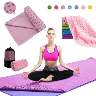 China Strong Water Absorption Non-slip Portable Towel Cover Fitness Folding Sports Travel Pilates Training Meditation Yoga Covering Mat for sale