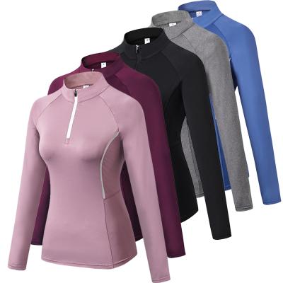 China QUICK DRY Women Running Jackets Jogging Long Sleeve Elastic Fitness Shirt Yoga Jacket Gym Training Tight Sweatshirt for sale