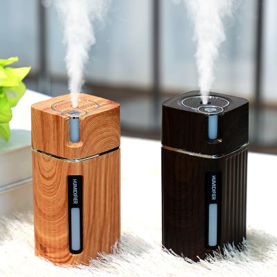 China Hotel Mini Humidifier Wood Grain 300ML USB Portable Ultrasonic Air Diffuser Color LED Lamp Humidificador for Car Home Office for sale