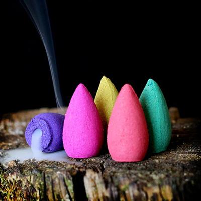 China 10Pcs/Lot Rose Jasmine Lavender Osmanthus Sakura Smoke Incense Cone Backflow Tower Backflow Incense Chinese Mixed Natural Ball for sale