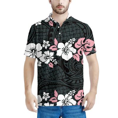 China OEM Custom Polo Shirts Wholesale Polynesian Floral Polo Shirts For Men Golf Anti-wrinkle Short Sleeve Hawaiian T-Shirt Plus Size Sublimation for sale