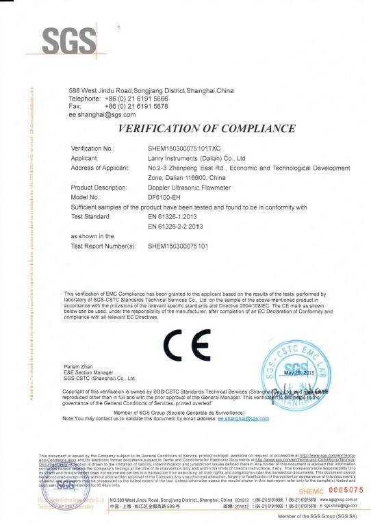 VERIFICATION OF COMPLIANCE - Lanry Instruments (Shanghai) Co., Ltd.