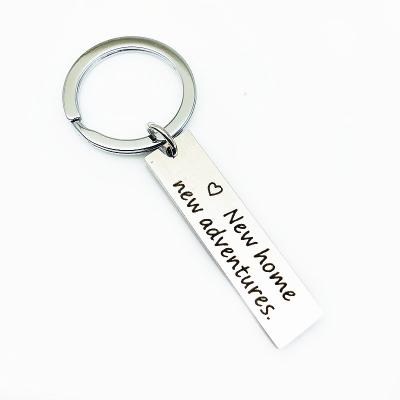 China New Home Metal New Adventures Key Ring Stainless Steel Bar Key Chain Stainless Home Gift for sale