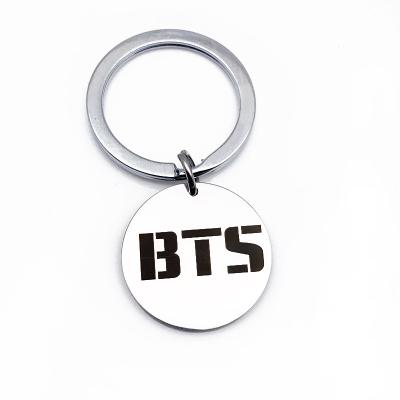 China BTS Metal Key Chain Stainless Steel Disc Necklace Master Chain Gift for sale